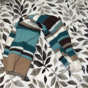 Striped Knit Scarf in Teal and Brown